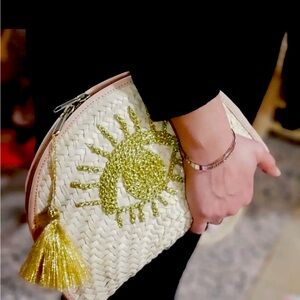 Gold and Cream Woven Clutch